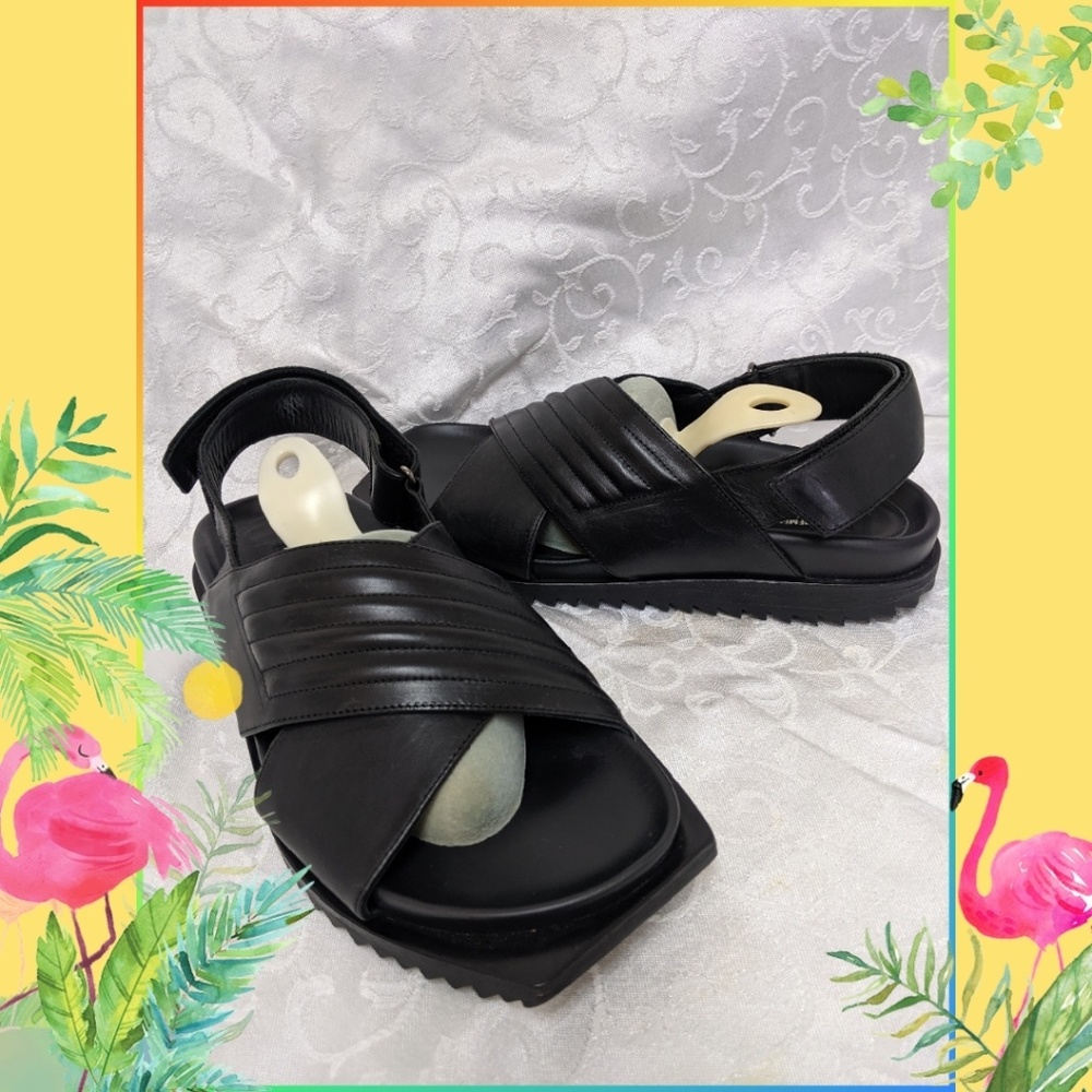 🌹🌹🌹ANN DEMEULEMEESTER BLACK LEATHER SANDALS🌹🌹 - Picture 6 of 8